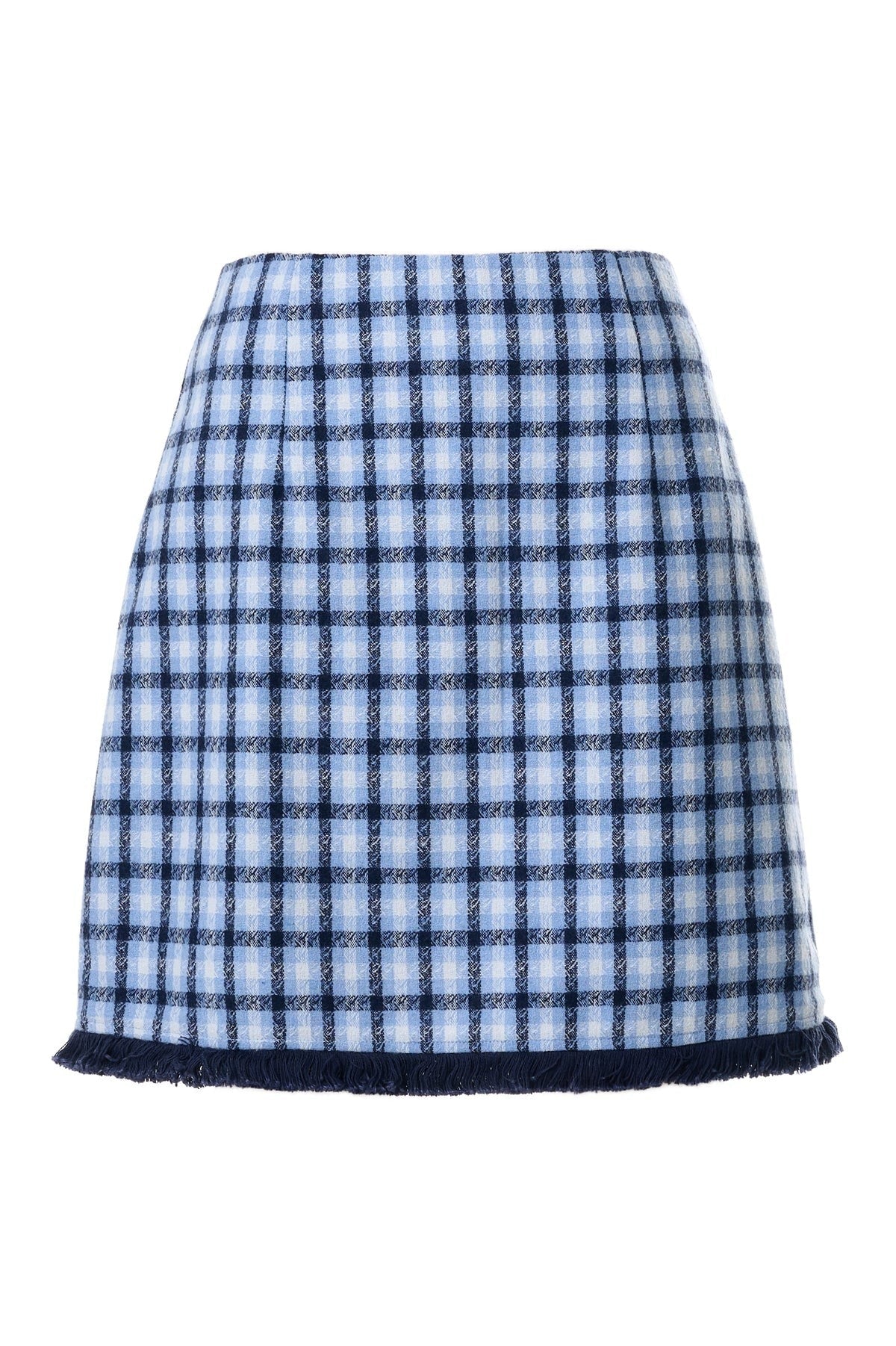 Spring Tweed A-Line Mini Skirt Blue