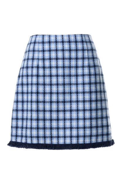 Spring Tweed A-Line Mini Skirt Blue