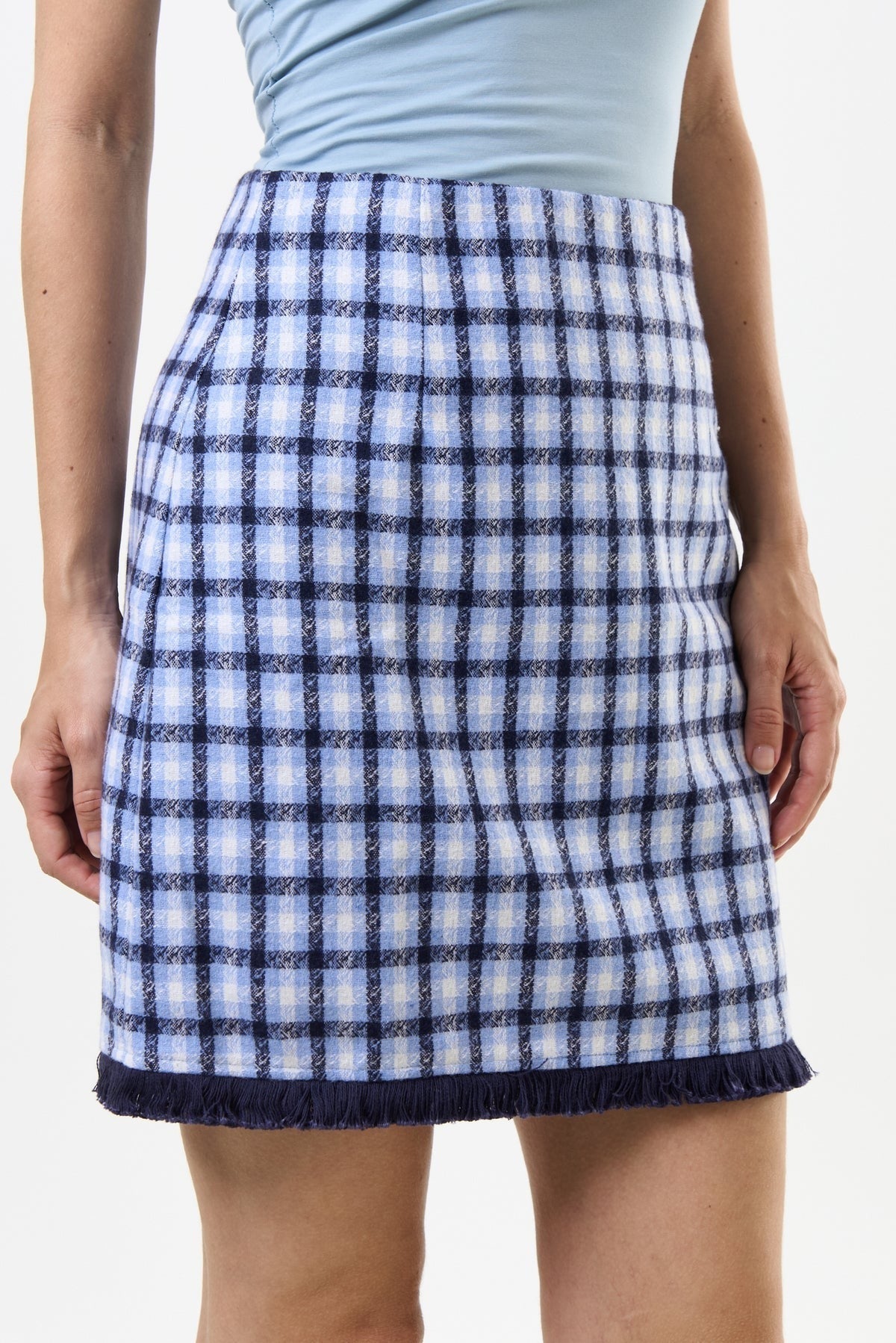 Aubin Spring Tweed A-Line Mini Skirt – Blue - Bascora