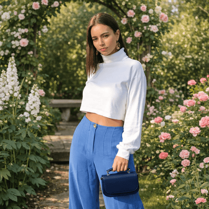 Aura Handmade Leather Bag – Navy Blue - Bascora