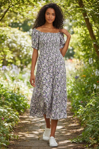 Babette Liseron Shirred Bodice Midi Dress - Bascora