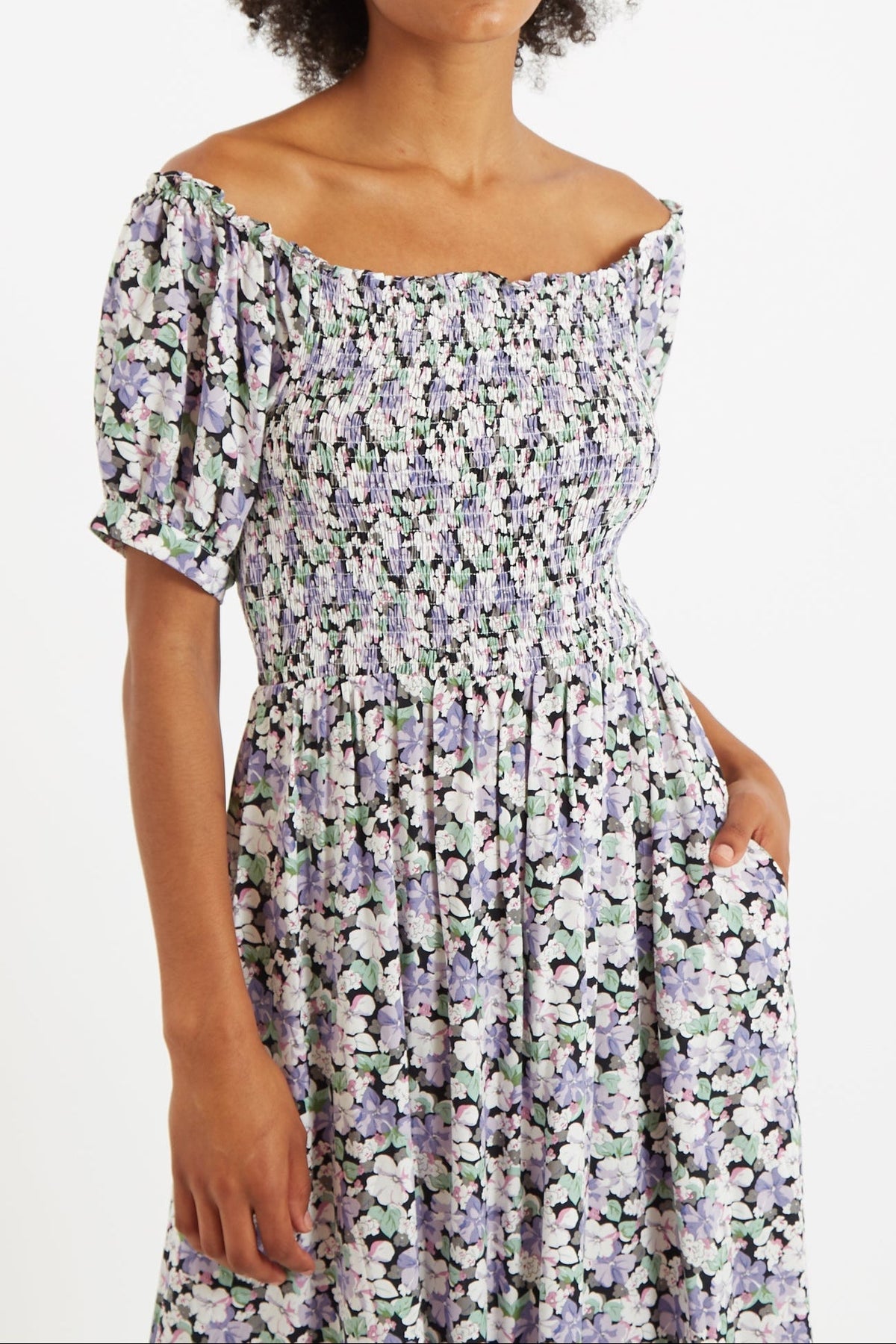 Babette Liseron Shirred Bodice Midi Dress - Bascora