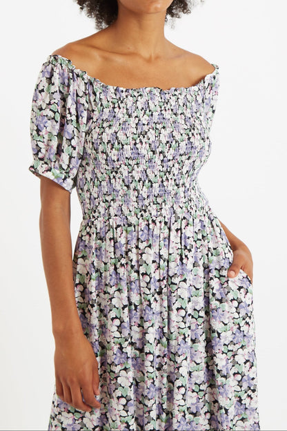 Babette Liseron Shirred Bodice Midi Dress - Bascora