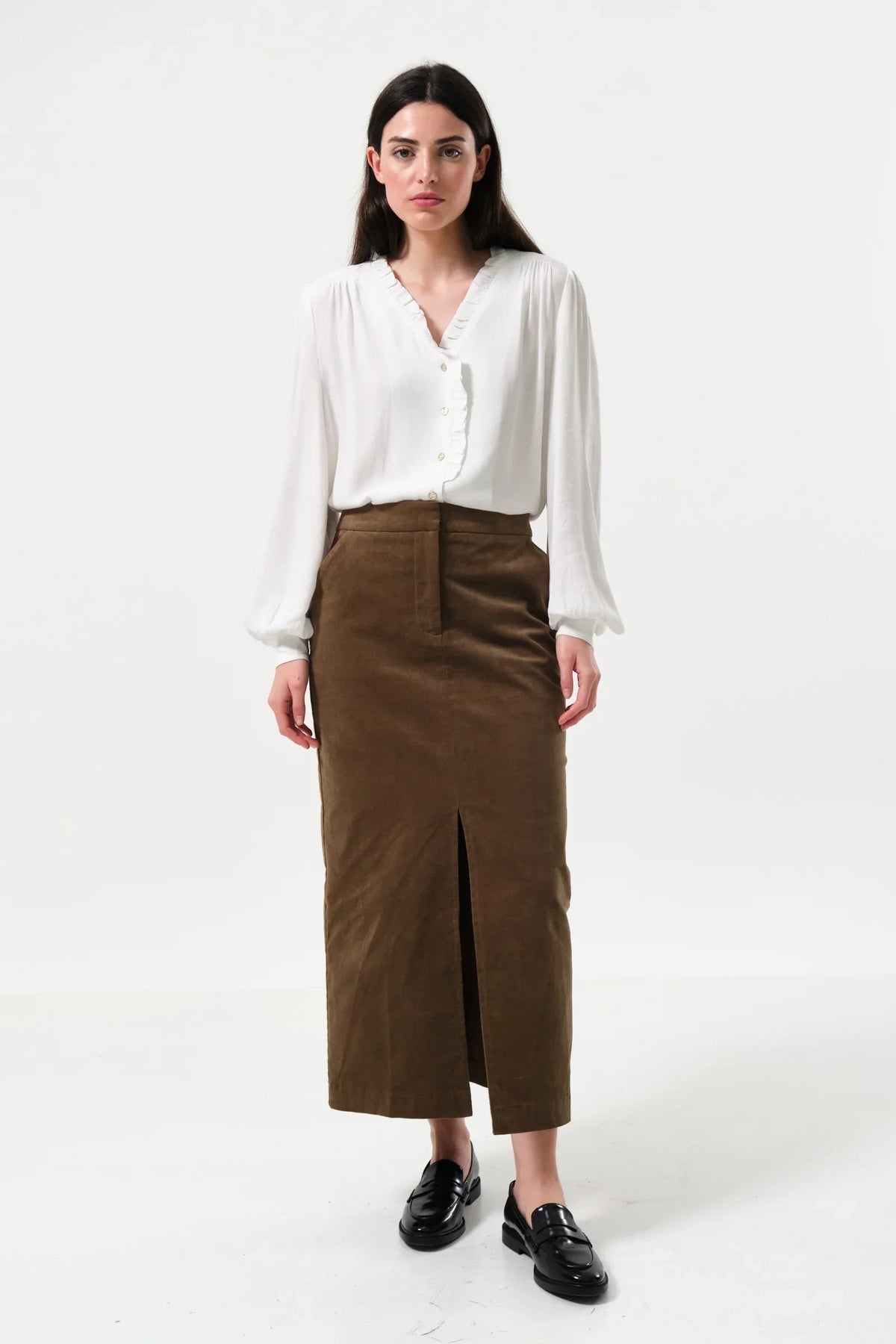 Balthazar Babycord Midi Pencil Skirt – Mole - Bascora