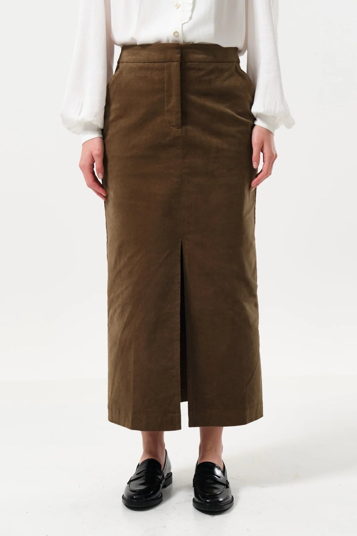 Balthazar Babycord Midi Pencil Skirt – Mole - Bascora