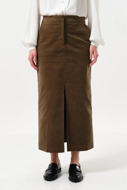 Balthazar Babycord Midi Pencil Skirt – Mole - Bascora