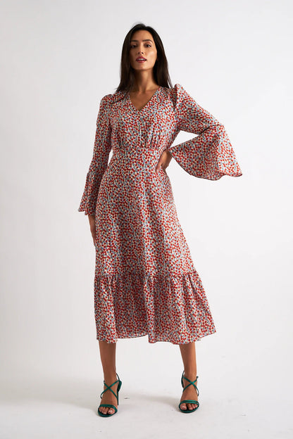 Bathilde Strawberry Fields Print Midi Dress - Bascora