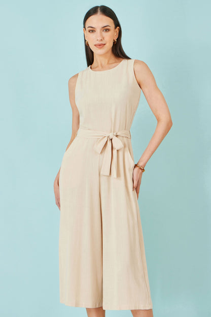 Beige Viscose Culotte Jumpsuit - Bascora