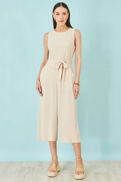Beige Viscose Culotte Jumpsuit - Bascora