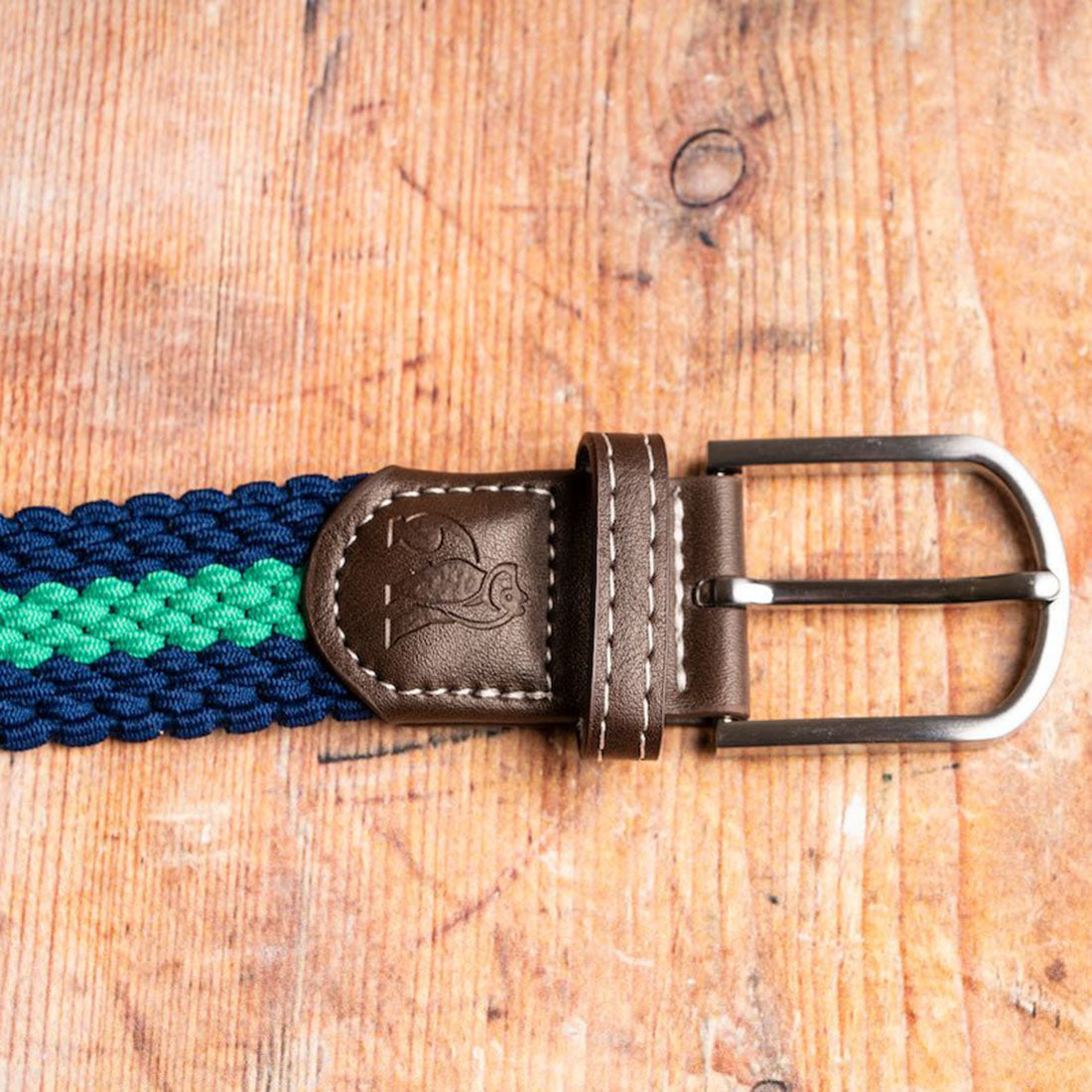 Swole Panda Woven Belt in Blue and Green Stripe