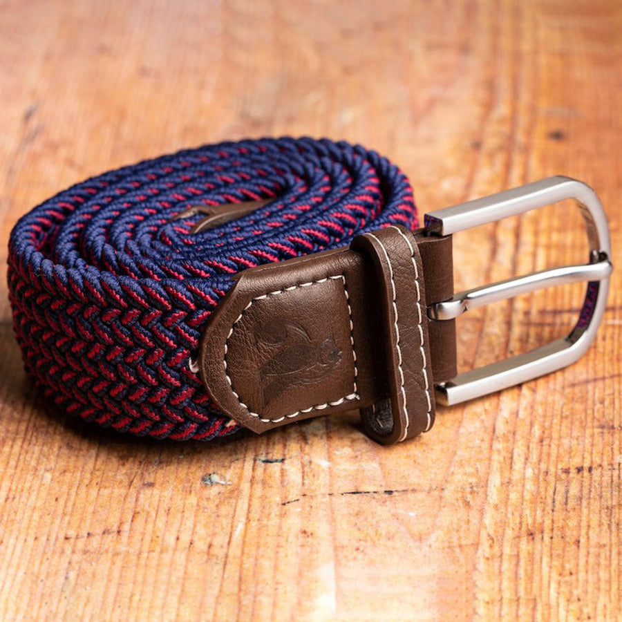 Swole Panda Recycled Woven Belt in Blue and Red Fine Weave