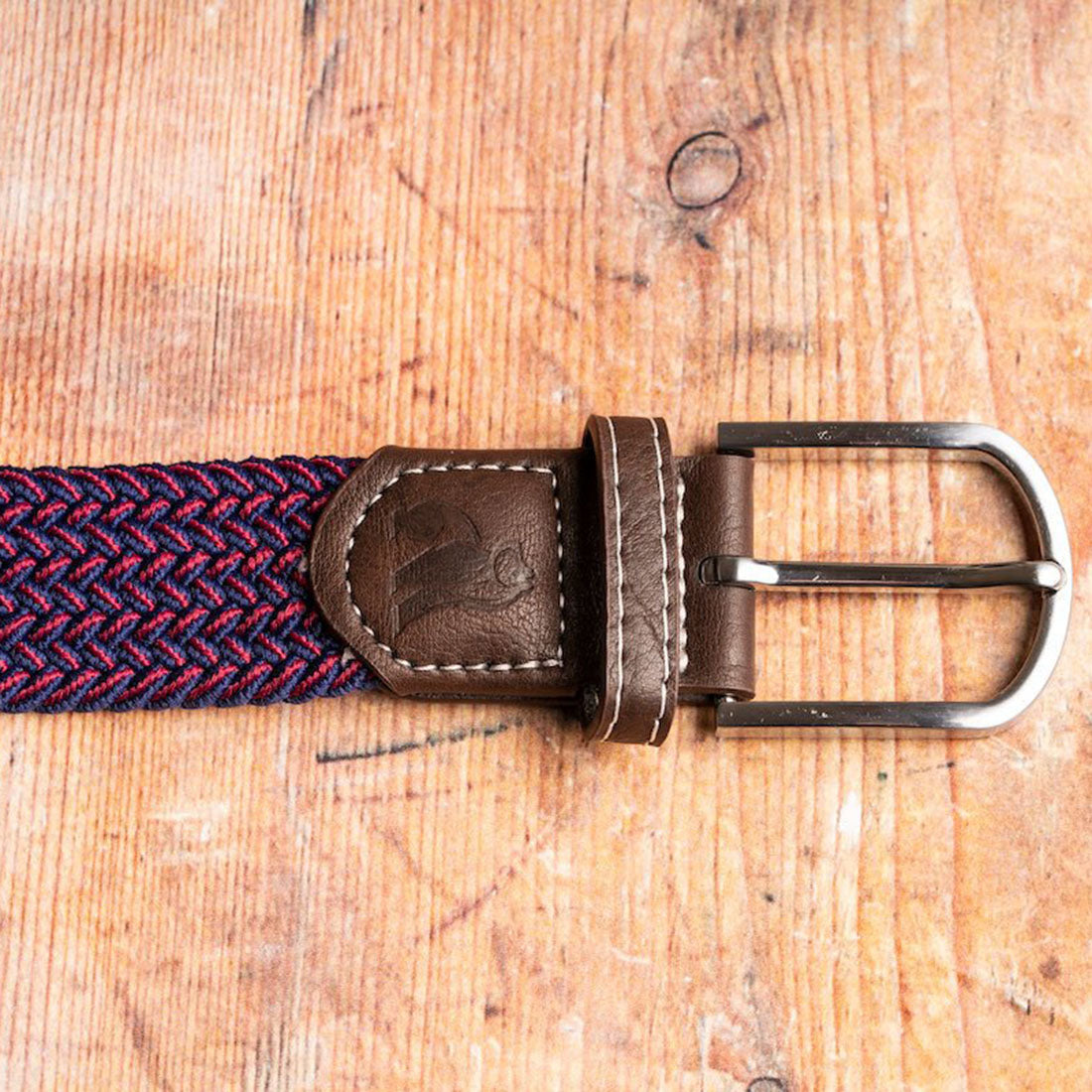 Swole Panda Recycled Woven Belt in Blue and Red Fine Weave
