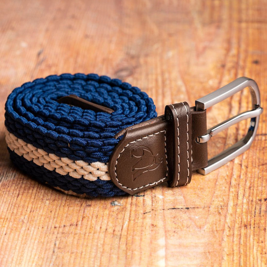 Swole Panda Recycled Woven Belt in Blue and White Stripe