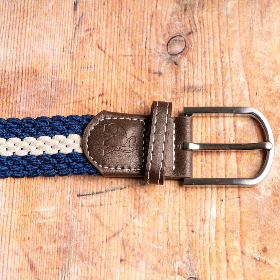 Swole Panda Recycled Woven Belt in Blue and White Stripe