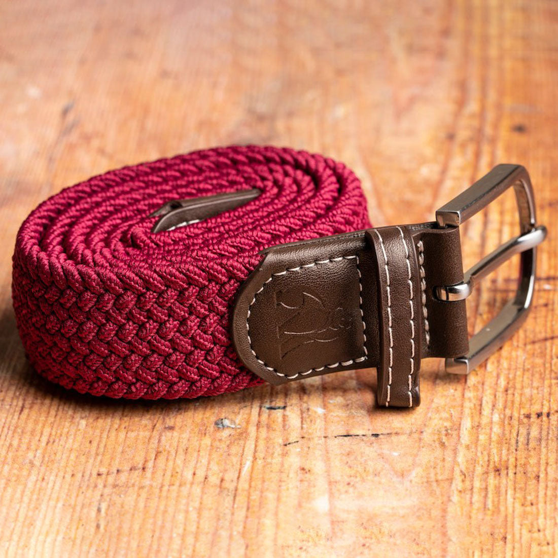 Swole Panda Recycled Woven Belt in Burgundy