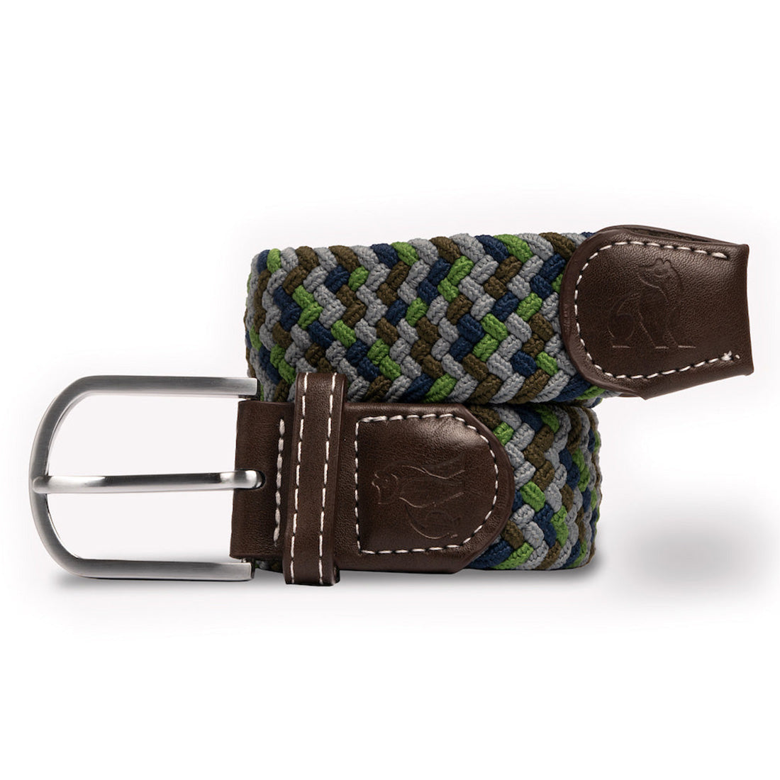 Swole Panda Recycled Woven Belt in Green and Blue Zigzag