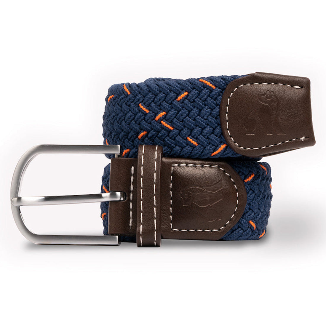 Swole Panda Recycled Woven Belt in Navy and Orange Dot