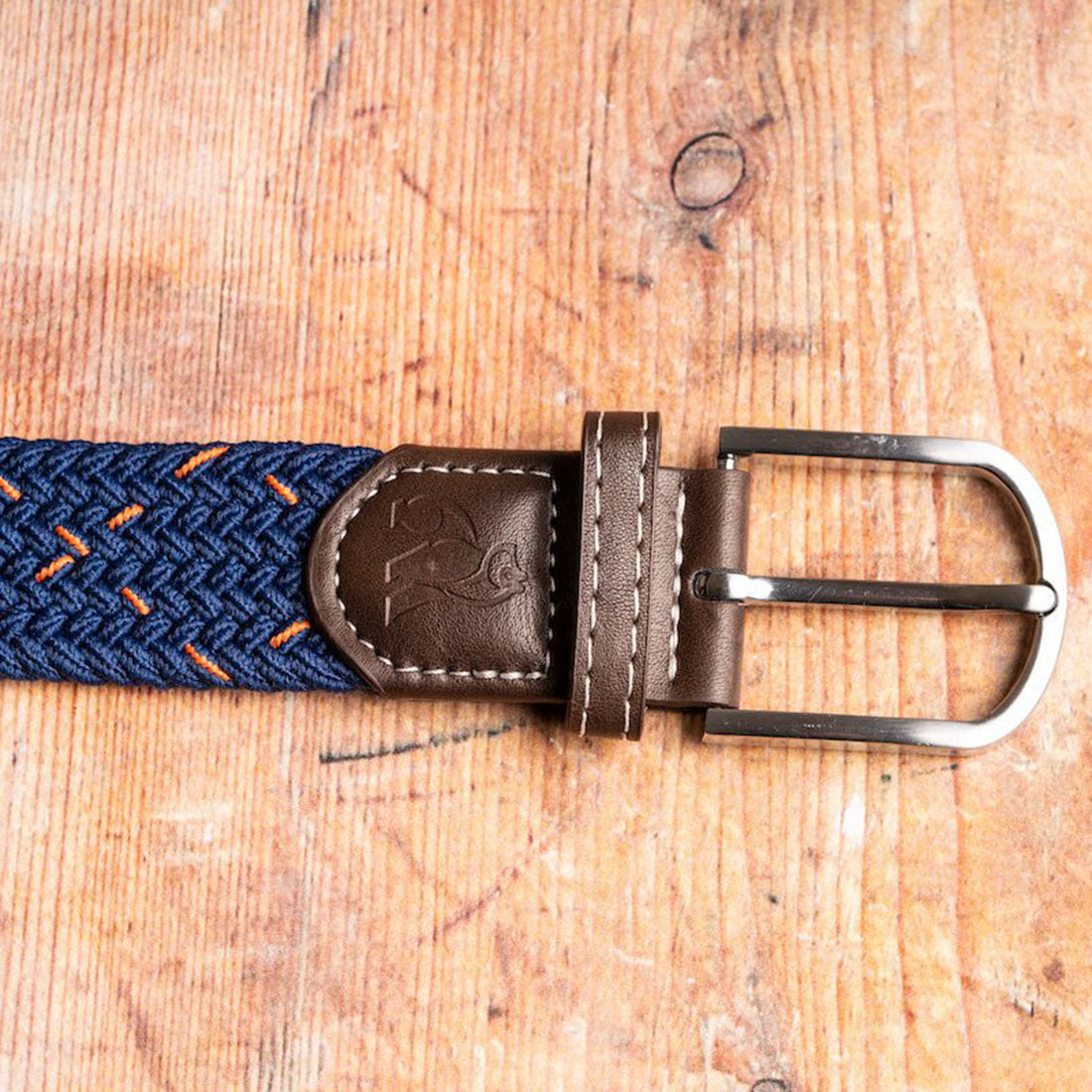 Swole Panda Recycled Woven Belt in Navy and Orange Dot