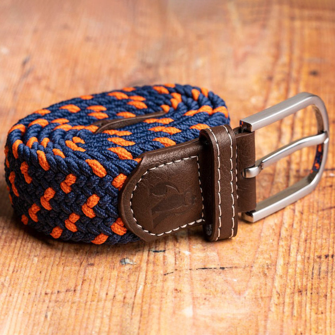 Swole Panda Recycled Woven Belt in Navy and Orange Spot
