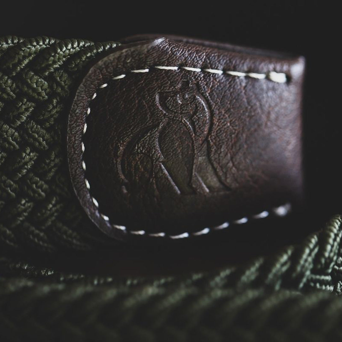 Swole Panda Woven Belt in Navy and White Zigzag