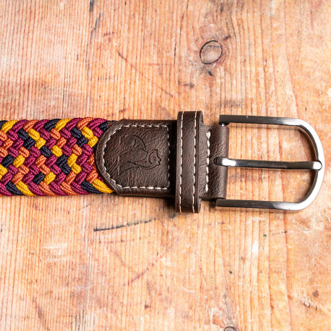 Swole Panda Woven Belt in Orange Yellow Zigzag