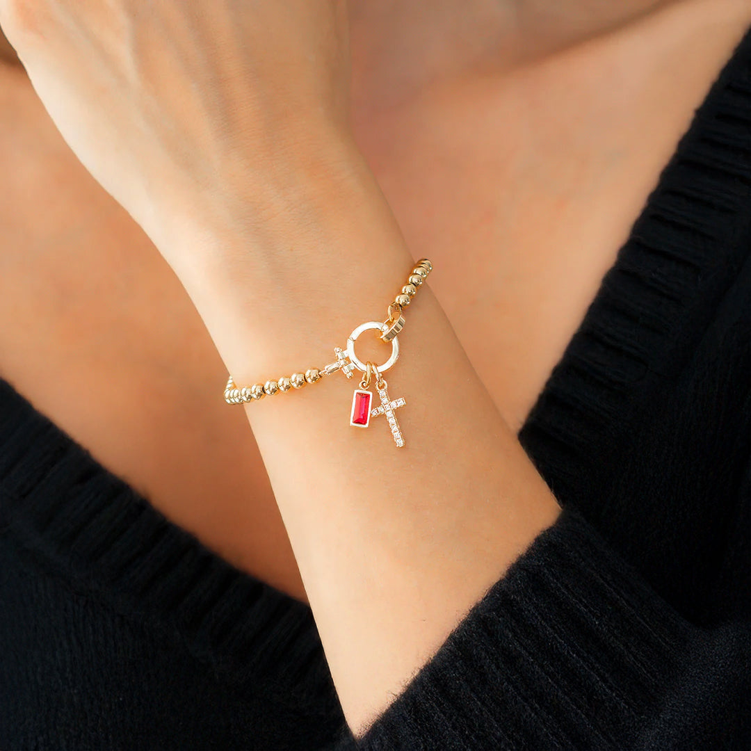 Savaé Design Cross Birthstone Charm Bracelet