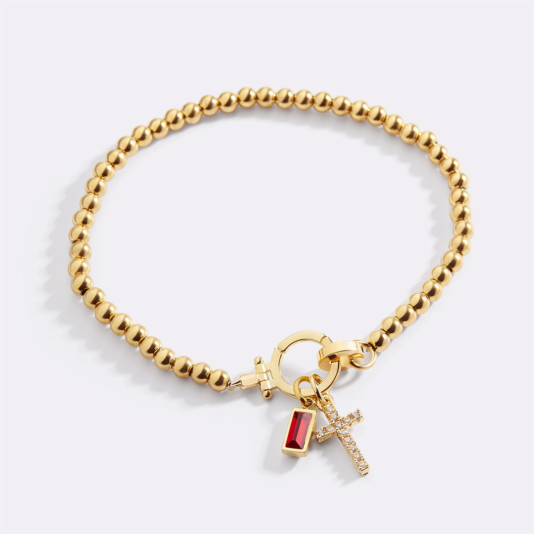 Savaé Design Cross Birthstone Charm Bracelet