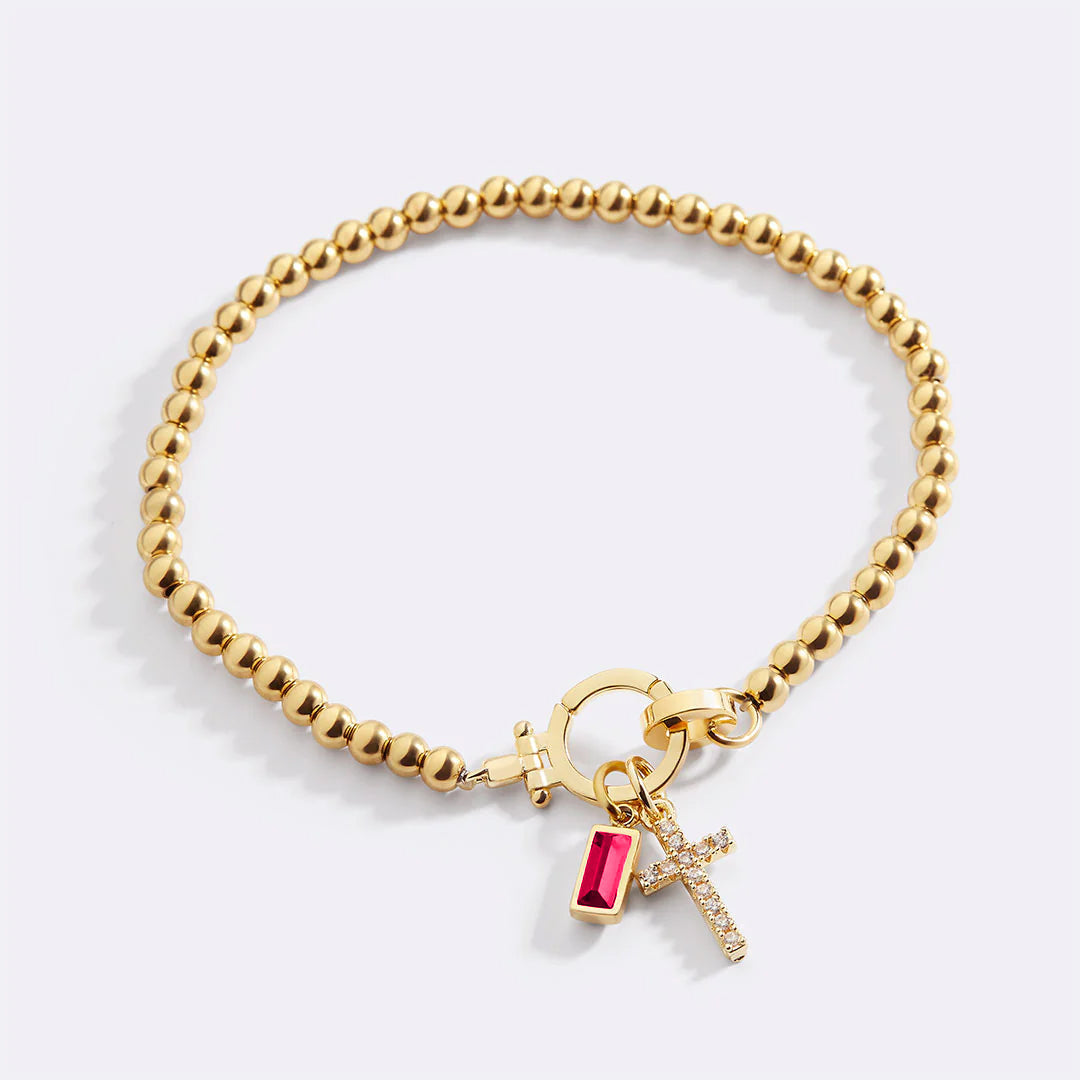 Savaé Design Cross Birthstone Charm Bracelet