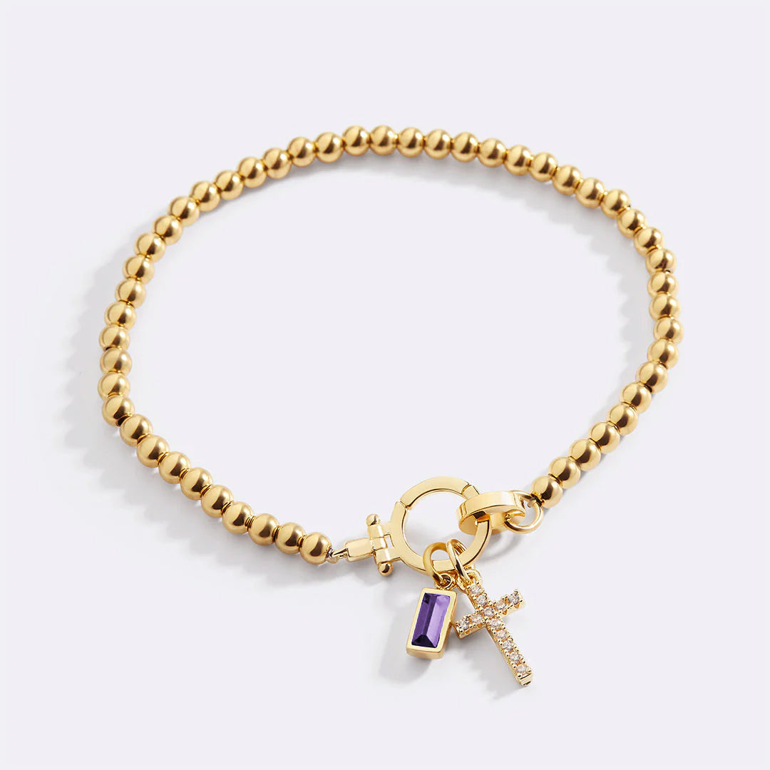 Savaé Design Cross Birthstone Charm Bracelet