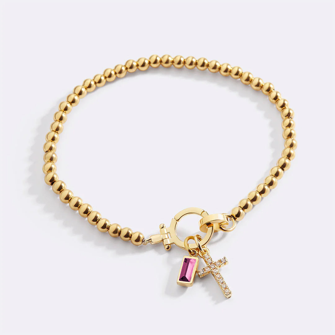 Savaé Design Cross Birthstone Charm Bracelet