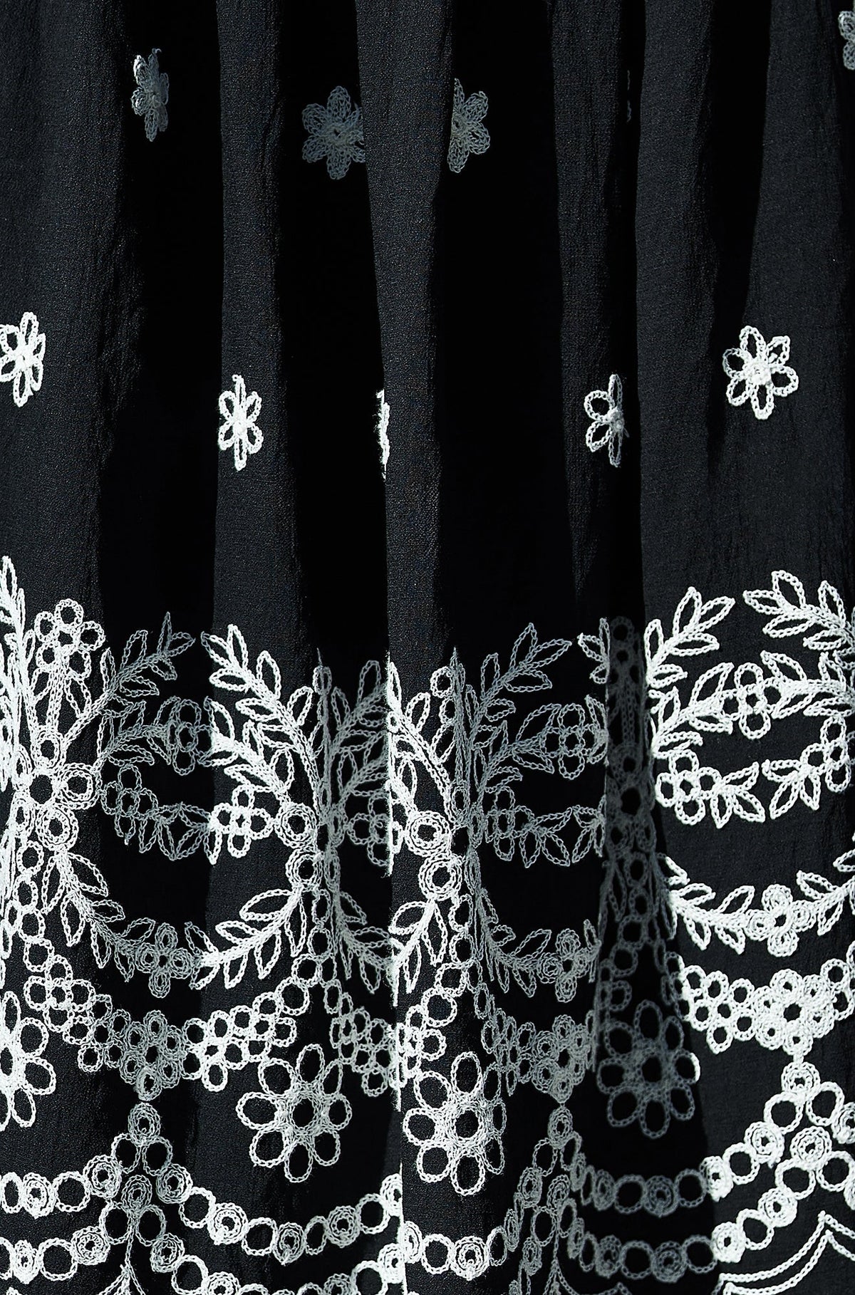 Black Embroidered Midi Skirt - Bascora