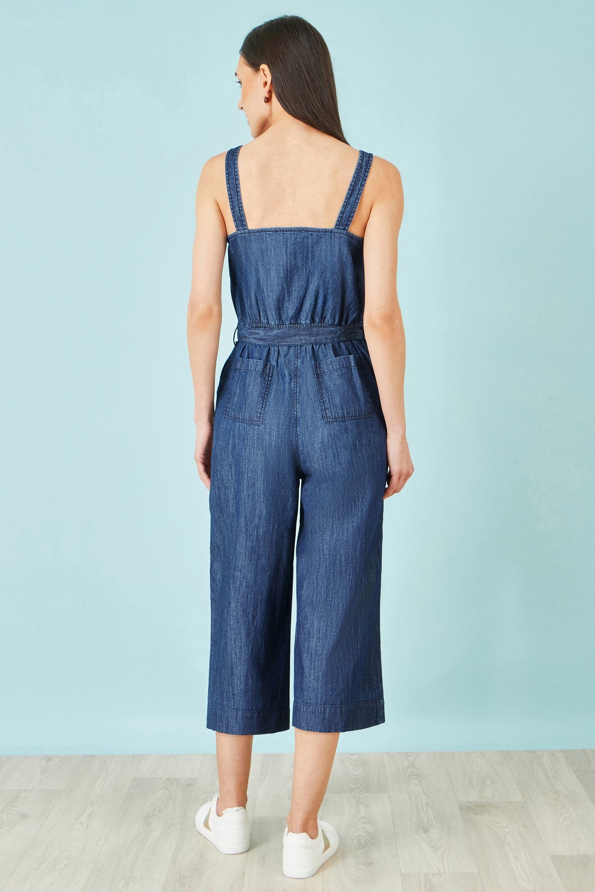 Blue Chambray Button Through Jumpsuit - Bascora
