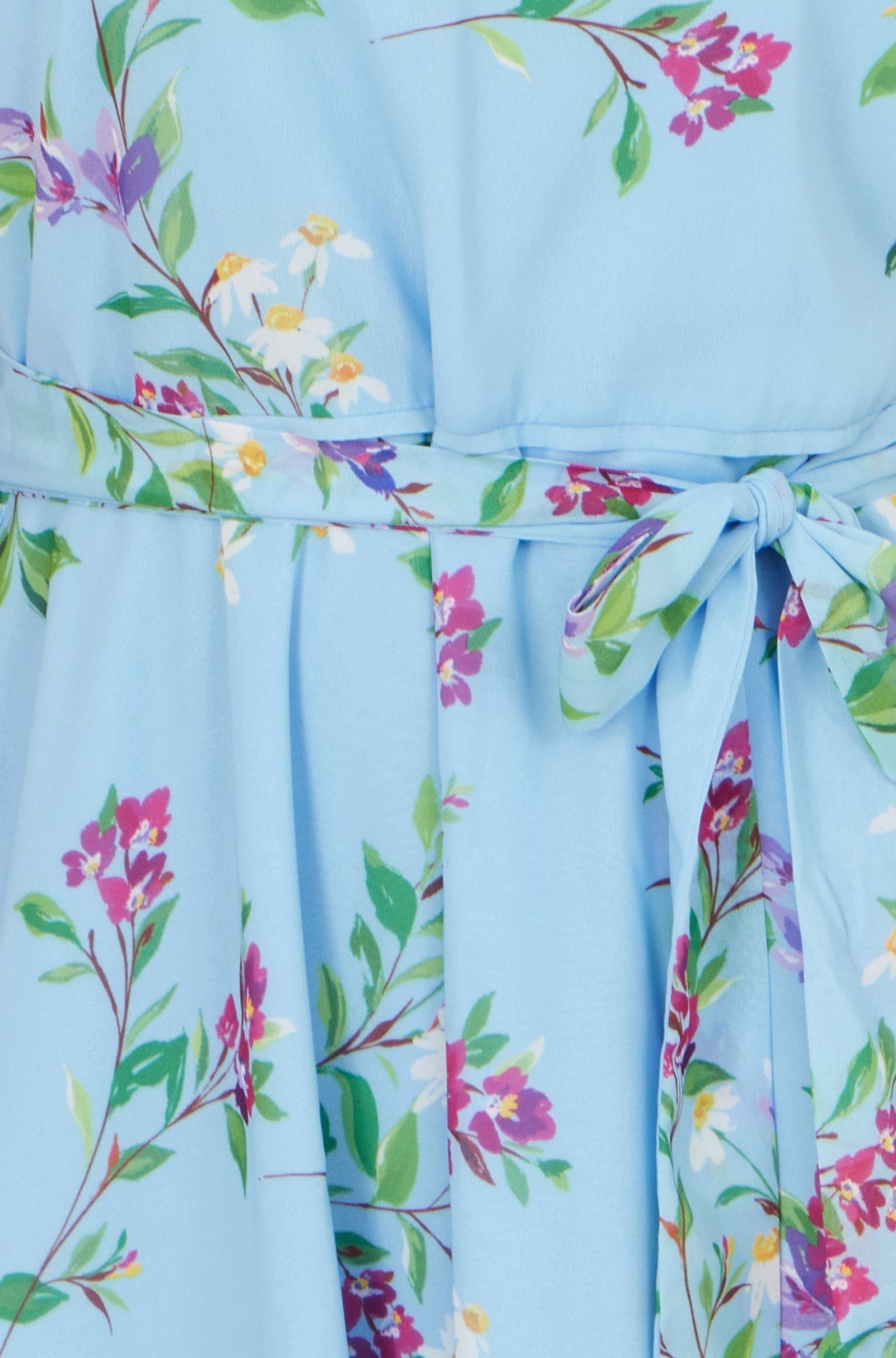 Blue Floral Print Midi Skater Dress - Bascora