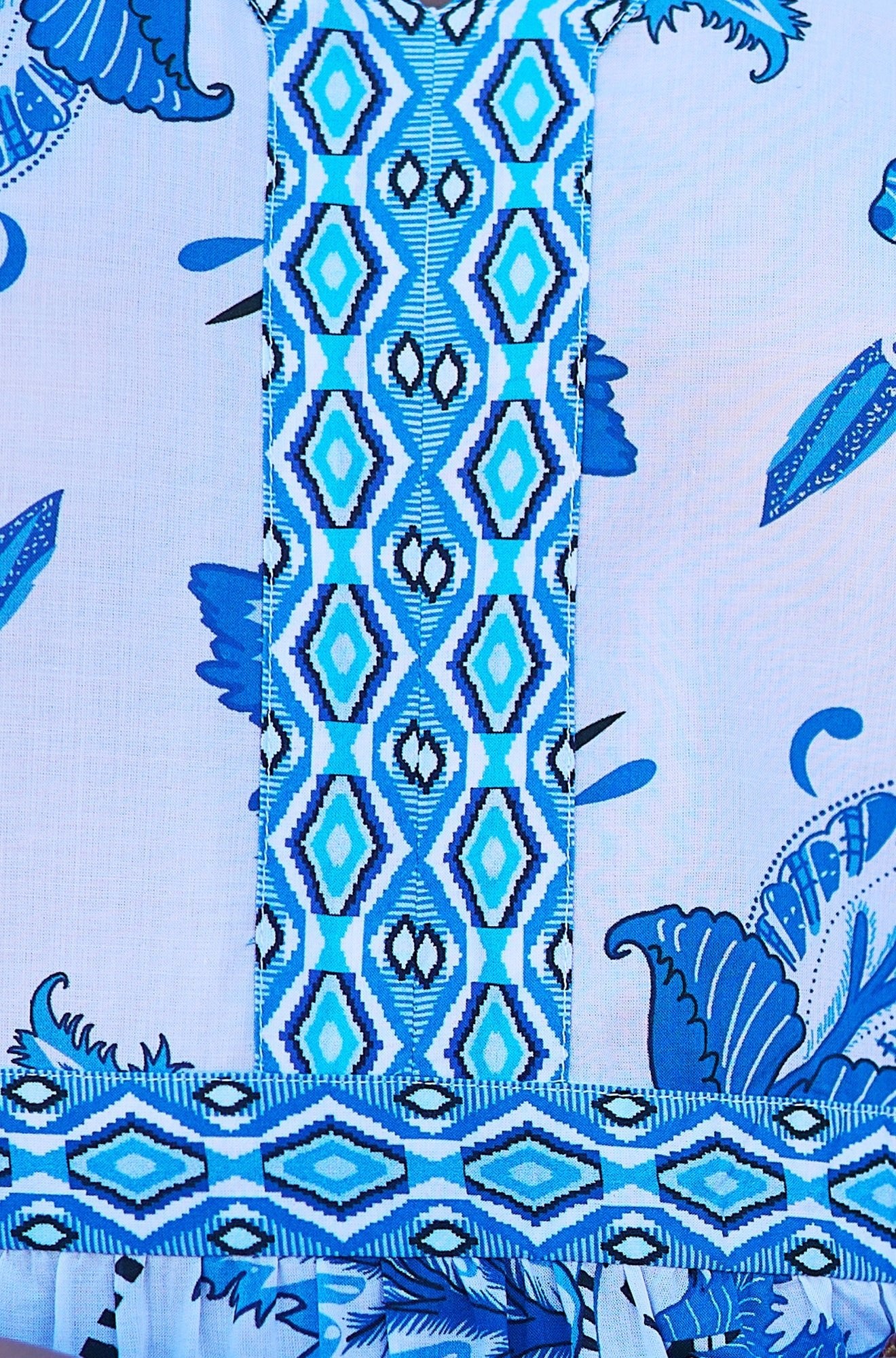 Blue Floral Tencel Beach Tunic - Bascora