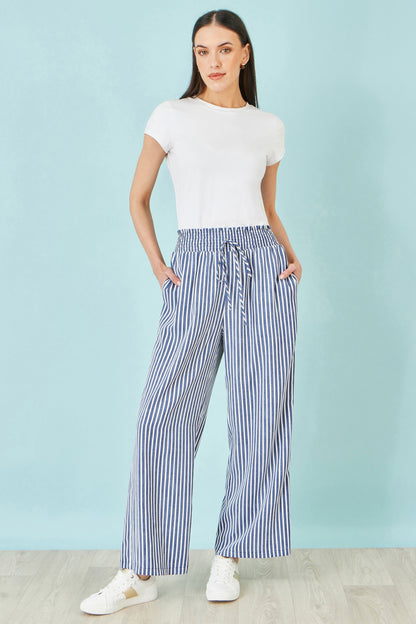 Blue Stripe Relaxed Trousers - Bascora