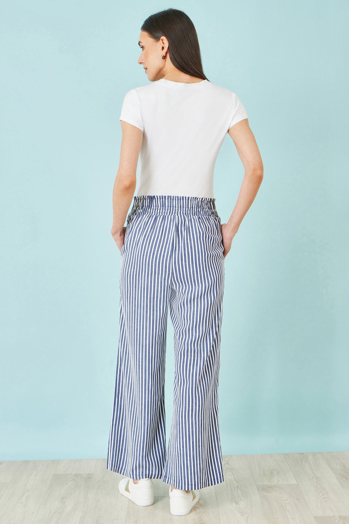 Blue Stripe Relaxed Trousers - Bascora
