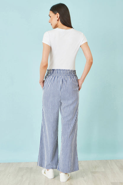 Blue Stripe Relaxed Trousers - Bascora