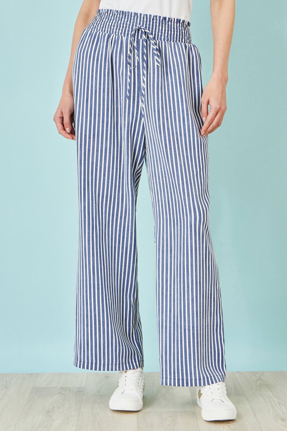 Blue Stripe Relaxed Trousers - Bascora