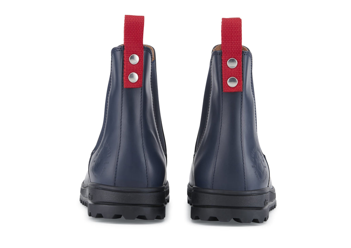 Busby Men's Navy Blue Leather Winter Chelsea Boots