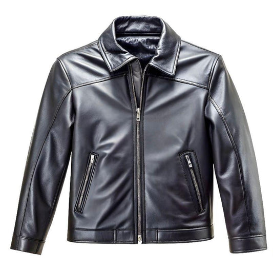 Classic Black Leather Jacket For Men - Bascora