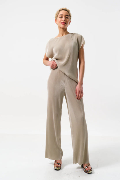 Clothide Pleated Wide Leg Trousers Stone | Louche