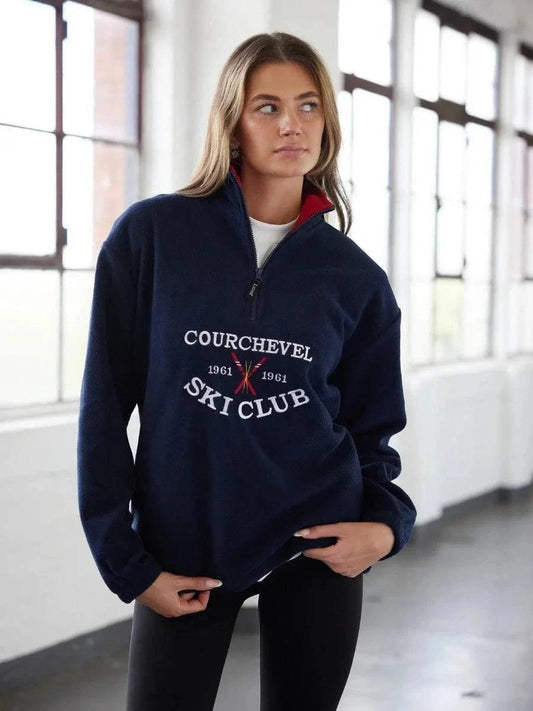 Courchevel Ski Club Fleece – Quarter Zip Navy - Bascora