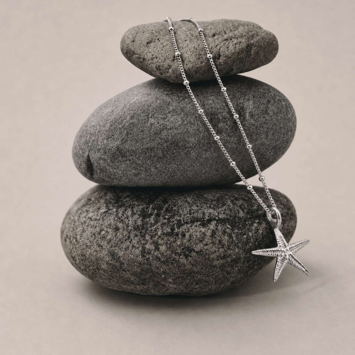 Dainty London Real Starfish Necklace in Recycled Sterling Silver