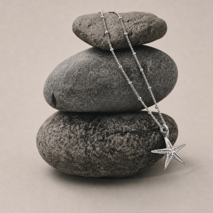 Dainty London Real Starfish Necklace in Recycled Sterling Silver