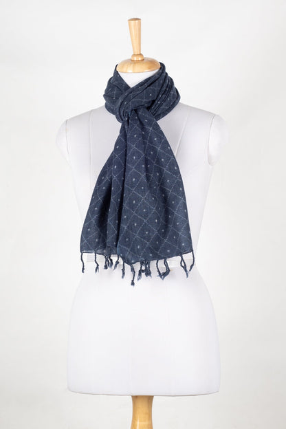 SVEŽElife Dotted Diamond Merino Wool Scarf Blue | Bascora