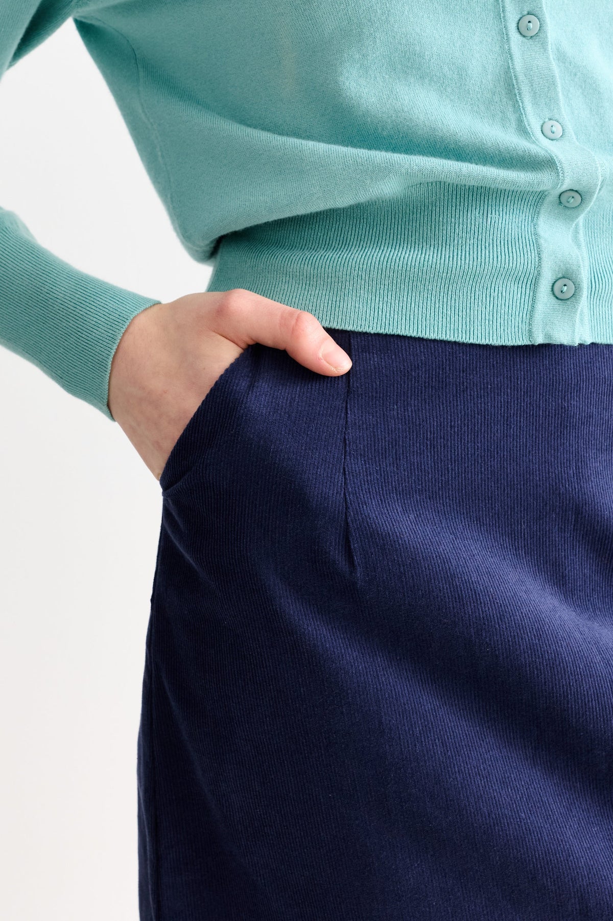 Dylan Baby Cord A Line Mini Skirt Navy | Louche