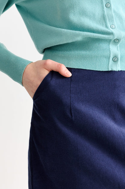 Dylan Baby Cord A Line Mini Skirt Navy | Louche