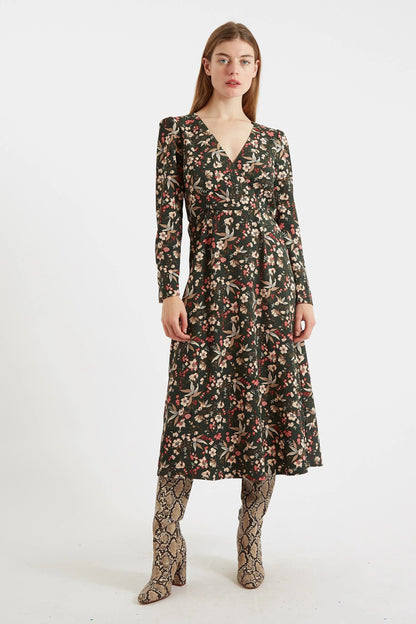 Eveleen Tapestry Print Long Sleeve Midi Dress - Bascora
