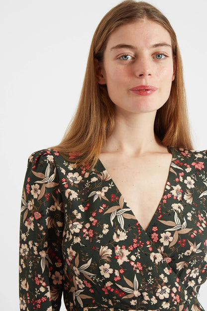 Eveleen Tapestry Print Long Sleeve Midi Dress - Bascora