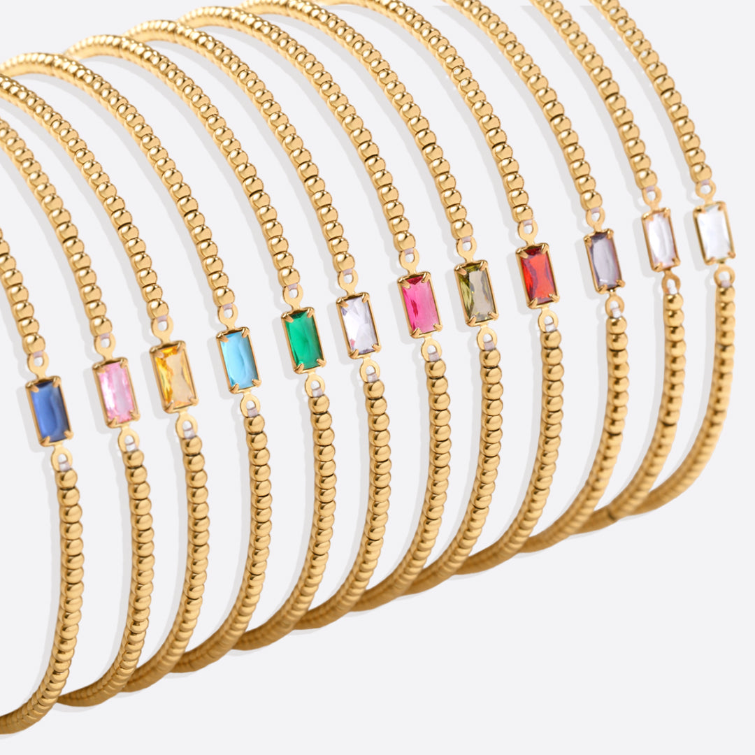 Savaé Design Gold Beaded Birthstone Bracelet